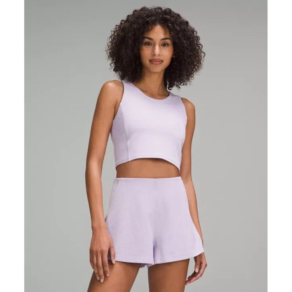 Lululemon Ribbed Softstreme Cropped Tank Top Lilac Lavender Purple Size 4